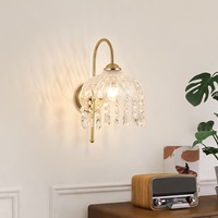 Lampe murale LED pour chambre à coucher, chevet, entrée, couloir, salon, style rétro français, design de luxe en cristal