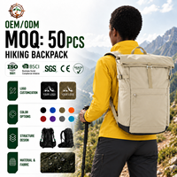Sac à dos de randonnée imperméable ergonomique en polyester avec fermeture roll-top 24L pour la montagne