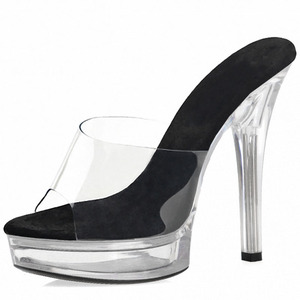 Sandali da Donna con Tacco Alto 13cm, Scarpe Eleganti per Feste e Pole Dance, Modelli Trasparenti con Cristalli - Product Image 1