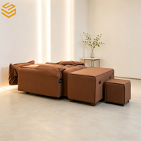 Ensemble de canapé de pédicure électrique moderne de luxe avec bain de pieds, fauteuil de massage en cuir PU pour salon de manucure et hôtel