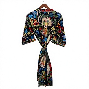Robe de maison en coton imprimé indien, douce, style kimono, été/printemps |   Couverture de plage florale et vêtements de maternité confortables - Product Image 1
