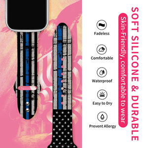 สายซิลิโคนพิมพ์ลายธงชาติอเมริกันสหรัฐอเมริกาสำหรับสายนาฬิกาแอปเปิ้ล38 40 41 42 44 45 49มม. สำหรับ iWatch ULTRA 2 <span class=keywords><strong>SE</strong></span> 9 8 7 6 5 - Product Image 4