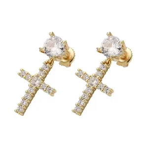 Wholesale Charming CZ Jewellery Silver 925 Round Drop Gemstone Earrings In Bulk