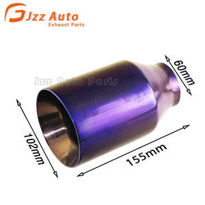 Punta de escape de coche de doble pared de acero inoxidable, color morado, con salida única de 4 pulgadas y diámetro general de 2.36 pulgadas - Product Image 4