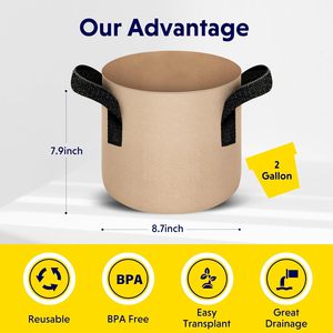 Sacs de culture intelligents en feutre non tissé pour plantes, résistants aux UV, pour jardinage, disponibles en 1, 3, 5, 7, 10, 15, 20, 25, 30, 50, 100 gallons – Vente en gros à prix abordable - Product Image 4