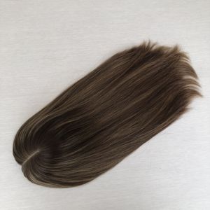 Qingdao Factory European 100% Virgen Cutícula Cabello Mutidireccional Parte libre Kosher Kippa Otoño Base de seda judía Topper - Product Image 4