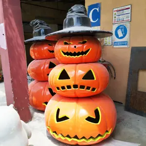Fiberglass Painted Pumpkin Witch Set For Amusement Park Halloween And Christmas Decoration Outdoor Decoration Supplies
