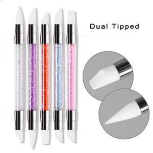 <span class=keywords><strong>Boson</strong></span> Glass Nouveauté Stylo à ongles double tête en silicone souple effet cristal, pinceau ovale en forme de cheveux, qualité professionnelle supérieure pour nail art - Product Image 1