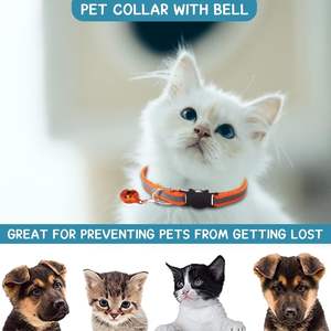 Collier de sécurité détachable pour chat en plastique solide, réfléchissant et coloré, avec clochette - Product Image 4