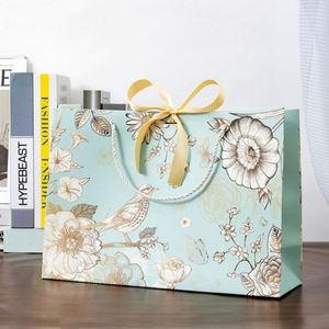 Custom Personalized Print Logo Sliding Jewelry <b>Box</b> Folding Shopping Paper <b>Gift</b> Bags with Rope Handles - Product Image 4