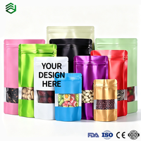 Sachets Doypack en PE couleur personnalisée, refermables avec fermeture éclair, imprimés en héliogravure, avec fenêtre, pour l'emballage de produits à base de chanvre, d'aliments et de bonbons