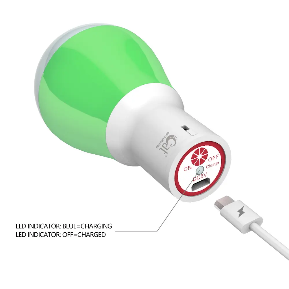 Lâmpada portátil recarregável USB para acampamento, iluminação de emergência para uso residencial, opções de cores disponíveis