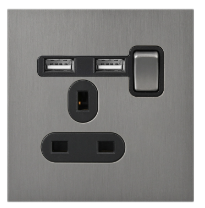 Prise murale rétro en acier inoxydable avec panneau tactile, 2 prises 10A, interrupteur universel, double prise - Product Image 5