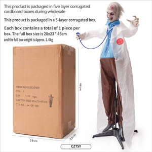Grande Décoration Animée d'Halloween : Zombie Docteur Fantôme Électrique Lumineux et Balançant sur Pied, Ornement Animatronique - Product Image 3