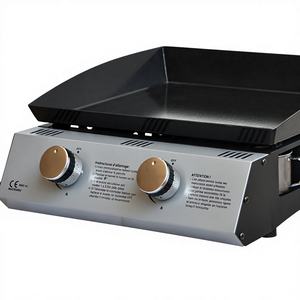 Plancha de Gas de Acero Inoxidable de Lujo Moderna, de 2 Quemadores, con Superficie de Porcelana Esmaltada y Dispositivo de Seguridad contra Llamas, Área de Cocción de 40x35 cm - Product Image 2