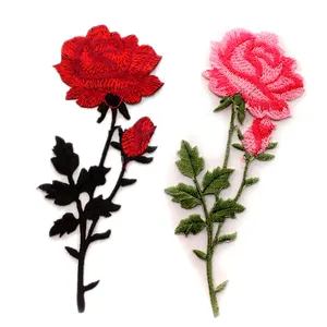 2021 hot selling Rose Flower Embroidery Patches Patch Stickers For Clothing Custom Embroidered Patch For Hat
