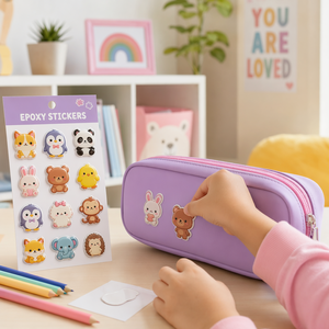 Pegatinas Kawaii Personalizadas con Cúpula de Epoxi, Hoja A6, Calcomanía de Vinilo 3D con Cristales <span class=keywords><strong>para</strong></span> Agenda/Diario, Temática de Animales Lindos, MOQ Bajo - Product Image 3