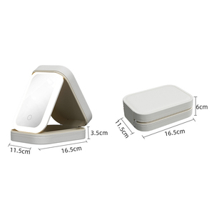 Boîte de rangement portable pour soins de la peau, étui rigide pour maquillage, sac cosmétique tendance avec miroir à lumière LED - Product Image 4