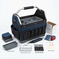 Sac à outils portable robuste à ouverture supérieure, avec plateau interne pour petites pièces, poignée métallique, fond imperméable, 12+ compartiments, pour technicien