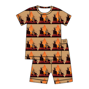 Vente en gros Ensemble <span class=keywords><strong>pantalon</strong></span> court à manches courtes pour garçons à motif de vache occidentale-Ensemble deux pièces pour enfants très populaire - Product Image 4