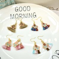 Nouvelles Boucles d'oreilles pendantes classiques personnalisées en forme de petit poisson rouge avec pompon, perles de riz Miyuki, faites à la main, vente directe d'usine