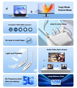 4K 50M pour <span class=keywords><strong>HDMI</strong></span> Émetteur Vidéo Sans Fil Récepteur TV Stick Écran Miroir <span class=keywords><strong>Adaptateur</strong></span> pour 1 Ordinateur Portable PC et <span class=keywords><strong>2</strong></span> Téléviseurs/Projecteurs - Product Image 6