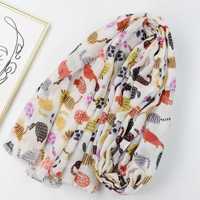 Chat mignon imprime longue taille Viscose printemps écharpes femmes mode doux coton sentiment Hijab écharpe gland imprimé écharpe châles