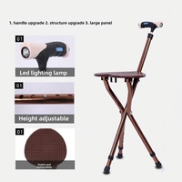Canne pliante multifonctionnelle pour personnes âgées, en alliage d'aluminium médical, réglable, antidérapante, à quatre pieds, capacité de charge de 300 lb, pour l'extérieur
