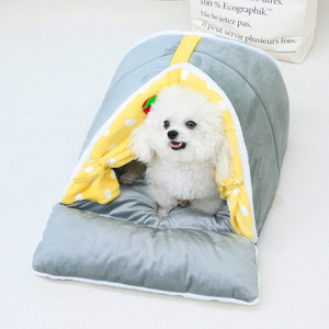 Curtain Style Enclosed Pet Bed For Dogs <b>Small</b> Medium Size Thickened Warm Triangle Shape With Strawberry Decor Hand Washable - Product Image 5
