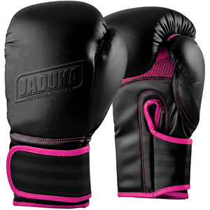 Professional Black Pink Boxing Gloves Custom Logo full <b>finger</b> 100% steerhide leather <b>light</b> weight with strap closure for Adults - Product Image 1
