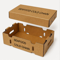 Boîte en carton ondulé enduit de cire imperméable, directement de l'usine, avec paillettes, pour l'expédition de fruits de mer congelés, emballage pour la chaîne du froid