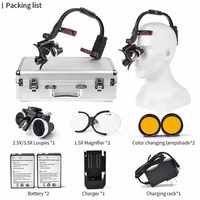 2. 5X3.5XDentaire LED Phare Lampe En Acier Inoxydable Loupe Binoculaire Loupes Chirurgical Médical Phare Loupe 5W Puissance
