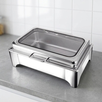 Chauffe-plat électrique rectangulaire en acier inoxydable avec couvercle visible, finition or/argent, 9L, 220-240V, pour hôtels et banquets