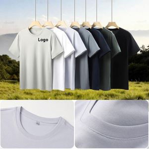 Wholesale Solid <b>Plain</b> Pima Cotton Polyester Spandex Men's T-Shirt Custom Printed Moisture Wicking Breathable Unisex <b>Tee</b> Shirts - Product Image 2