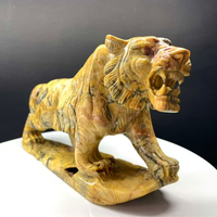 Statue de Tigre en Agate Crazy Lace sculptée à la main, pierre précieuse, artisanat de guérison, cristal Feng Shui pour la décoration intérieure et les cadeaux (vente en gros)