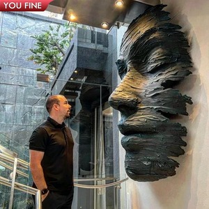 YOUFINE 사용자 정의 현대 추상 청동 큰 그림 얼굴 동상 예술 동상 3D 청동 인간의 머리 조각 벽 - Product Image 1