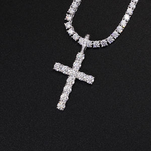 <span class=keywords><strong>Pendentif</strong></span> <span class=keywords><strong>Croix</strong></span> en Moissanite VVS RTS pour Collier, <span class=keywords><strong>Argent</strong></span> Sterling S925, Diamant Iced Out Hip Hop, Tailles 2mm 3mm 4mm 5mm - Product Image 1