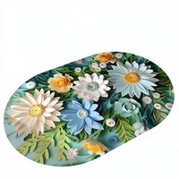 Tapis de porte réversible personnalisable en mousse souple à séchage rapide, motif floral 3D, antidérapant, respectueux des animaux, écologique, antimicrobien, en diatomite