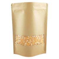Sachet Doypack en papier kraft refermable avec fermeture éclair, thermoscellable, pour le stockage des aliments, avec fenêtre