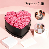 27 Roses Éternelles en Boîte Cœur – Livraison Express – Durée de Conservation de 2 Ans – Véritables Roses Éternelles pour Anniversaire Femme – Rose Chine