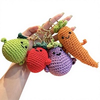 Porte-clés amusants en crochet amigurumi : jouets en fil faits à la main, chats, chiens, avocats, brocolis, fruits et légumes pour enfants et adultes