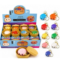 Boîte de 24 articles – Porte-clés pendentif Xiaolongbao en acrylique scintillant, style dessin animé, réaliste et mignon