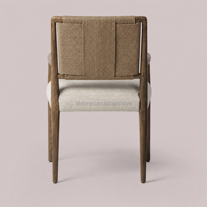 Fauteuil de salle à manger français en chêne massif avec siège rembourré, mobilier de salle à manger capitonné - Product Image 3