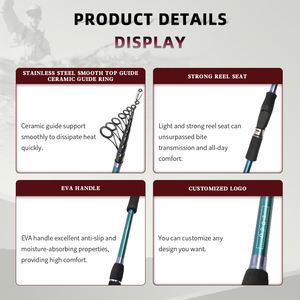 Vara de Pesca Marítima Telescópica Portátil de Alta Qualidade 1.8m-3m para Iscas 20-40g em Fibra de Carbono com Cabo de EVA - Product Image 4