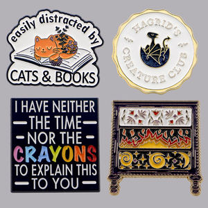 Novos Pins de Esmalte <span class=keywords><strong>Vintage</strong></span>, Broches Femininos, Pins de Lapela Masculinos, Emblemas de Gatos, Acessórios de Vestuário, Joias com Frases, Presentes para Leitores - Product Image 1