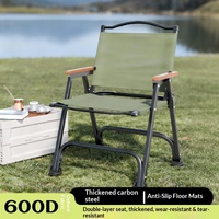 Ensemble table et chaise pliantes Kermit Luxury en bois massif et acier carbone - Style glamping portable pour le camping, les pique-niques, la pêche et la plage
