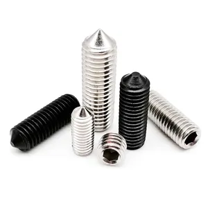 M2 M2.5 M3 M4 M5 M6 M8 M10 M12 DIN914 304 A2 Stainless Black Steel Hex Hexagon Socket Tapered End Grub Bolt Cone Point Set Screw