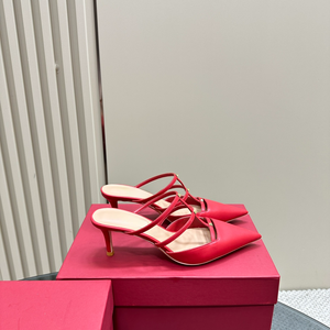 Zapatos de Mujer de Piel Auténtica con Punta Puntiaguda, Estilo Mule, Impermeables, Transpirables, Cómodos, de Tacón Alto, para Exteriores, Color Verde Perenne, para Otoño - Product Image 5