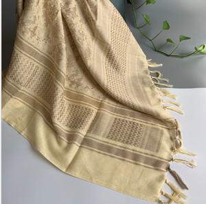 Écharpe carrée arabe en coton intégral, couleur désert et vert, douce et confortable - Product Image 5