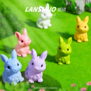 ตุ๊กตากระต่ายจิ๋ว Lanshuo ทำจากพลาสติกเรซิ่น สำหรับงาน DIY ตกแต่ง ประดับโต๊ะทำงาน สไตล์การ์ตูนหลากสีสัน - Product Image 2